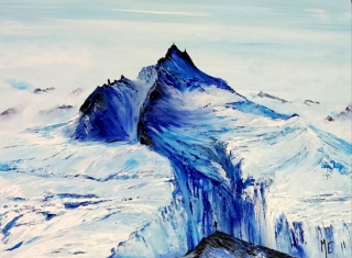 Aiguille du midi et son sérac sud (et son alpiniste) - Massif du Mont Blanc