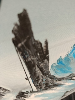 L'alpiniste et son fil de rappel - Un peu de couture dans la peinture